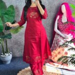Red Cotton Kurta Pant Set | Jaipuri Hand Block Kurti with Plazo – VanyaLifestyle