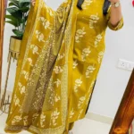 Vanya Lifestyle Women's Mustard Floral Printed Kurta Pant Dupatta Set